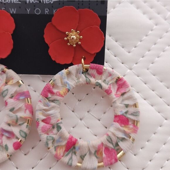Nicole Miller New York Floral Hoop Earrings - Picture 2 of 4